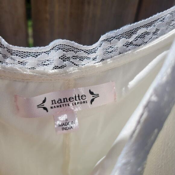 Nanette Lepore Women's Ivory & Lace Floral Embroiderd Dress Size 8 - Picture 4 of 7